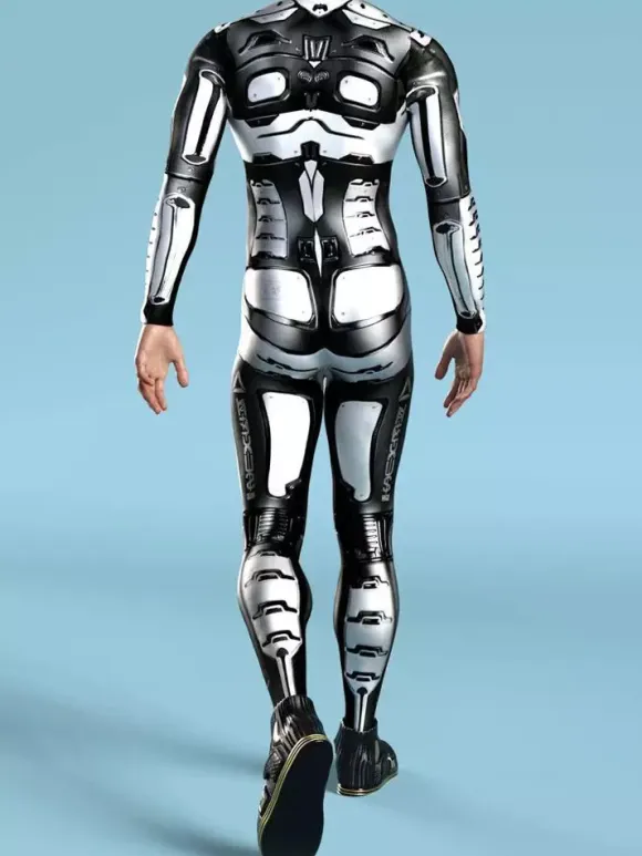 Patterned Zentai Suits Black Steampunk Mechanical Bodysuit 3D Printed Cyberpunk Full Body Jumpsuit