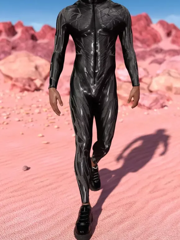 Patterned Zentai Suits Black Steampunk Mechanical Bodysuit 3D Printed Cyberpunk Full Body Jumpsuit