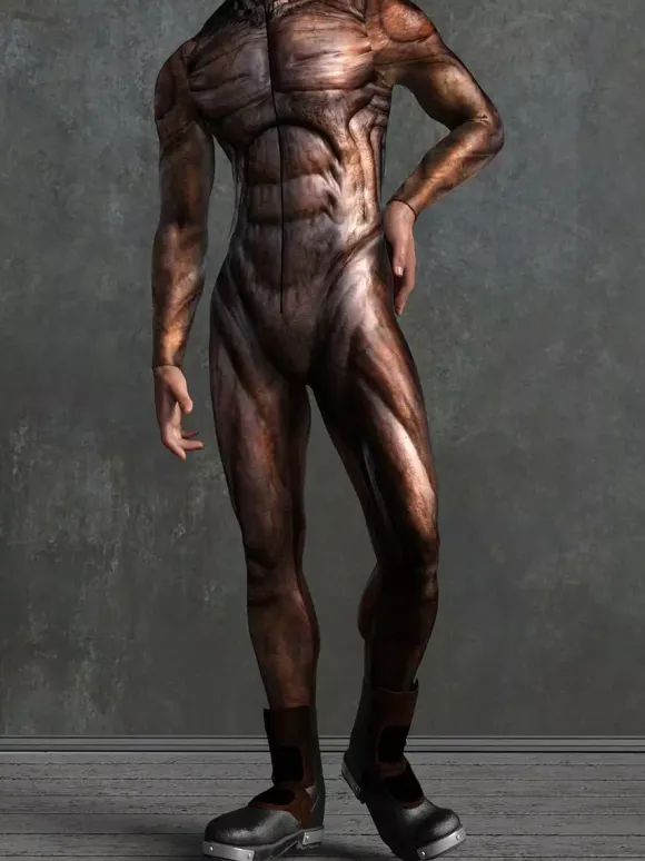 Patterned Zentai Suits Flesh-Tone Skin Simulation Bodysuit 3D Printed Muscle Full Body Jumpsuit