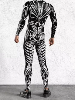 Patterned Zentai Suits Men 3D Print Cyber Jumpsuit Punk Morphsuit Robot Cosplay Zentai Suit Holiday Party Bodysuit Rave Cycling Catsuits