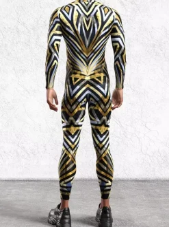 Patterned Zentai Suits Men 3D Print Cyber Jumpsuit Punk Morphsuit Robot Cosplay Zentai Suit Holiday Party Bodysuit Rave Cycling Catsuits