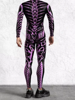 Patterned Zentai Suits Men 3D Print Cyber Jumpsuit Punk Morphsuit Robot Cosplay Zentai Suit Holiday Party Bodysuit Rave Cycling Catsuits