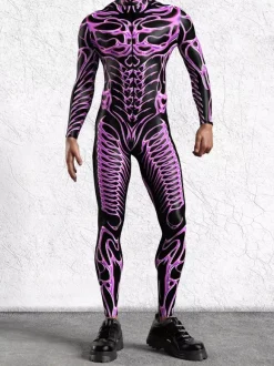 Patterned Zentai Suits Men 3D Print Cyber Jumpsuit Punk Morphsuit Robot Cosplay Zentai Suit Holiday Party Bodysuit Rave Cycling Catsuits