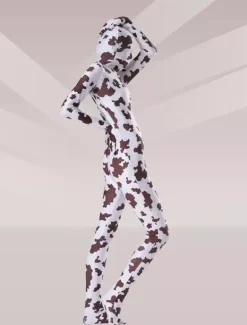 Patterned Zentai Suits Morph Suit Cow Print Lycra Spandex Fabric Zentai Unisex Full Body Suit