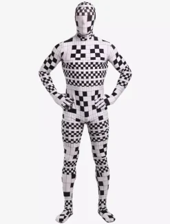 Patterned Zentai Suits Morph Suit Black Geometric Pattern Zentai Suit Full Body Lycra Spandex Bodysuit