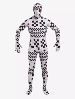 Patterned Zentai Suits Morph Suit Black Geometric Pattern Zentai Suit Full Body Lycra Spandex Bodysuit