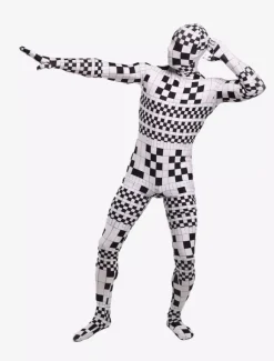 Patterned Zentai Suits Morph Suit Black Geometric Pattern Zentai Suit Full Body Lycra Spandex Bodysuit