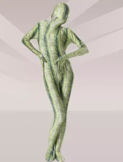 Patterned Zentai Suits Morph Suit Olive Green Python Print Lycra Spandex Fabric Zentai Suit Unisex Full Body Suit