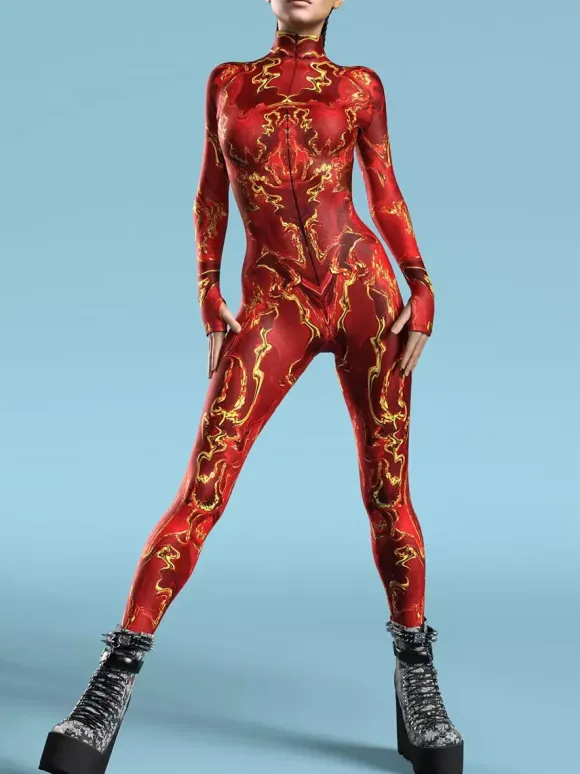 Patterned Zentai Suits Ocean Tie Dyeing Cosplay Costumes Jumpsuit Party Jumpsuits Carnival Woman Zentai Body Clothes Tights Body One-piece