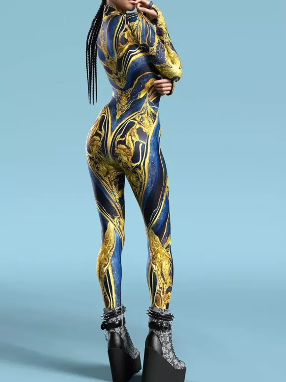 Patterned Zentai Suits Ocean Tie Dyeing Cosplay Costumes Jumpsuit Party Jumpsuits Carnival Woman Zentai Body Clothes Tights Body One-piece