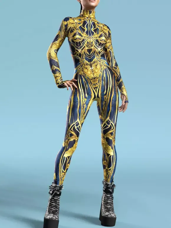 Patterned Zentai Suits Ocean Tie Dyeing Cosplay Costumes Jumpsuit Party Jumpsuits Carnival Woman Zentai Body Clothes Tights Body One-piece