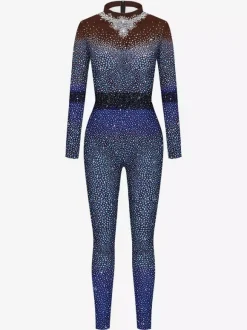 Patterned Zentai Suits Sexy Catsuits For Women Pearl Print Jumpsuit Stage Catwalk Yoga Zentai Suit