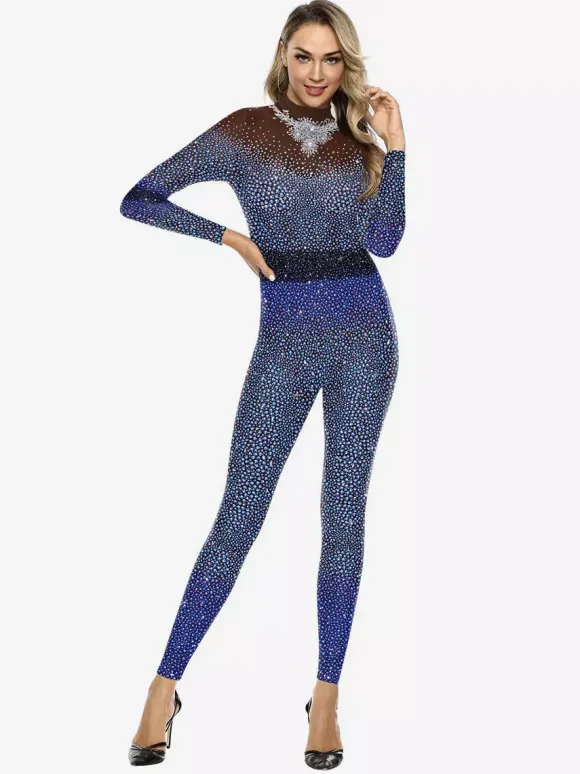 Patterned Zentai Suits Sexy Catsuits For Women Pearl Print Jumpsuit Stage Catwalk Yoga Zentai Suit