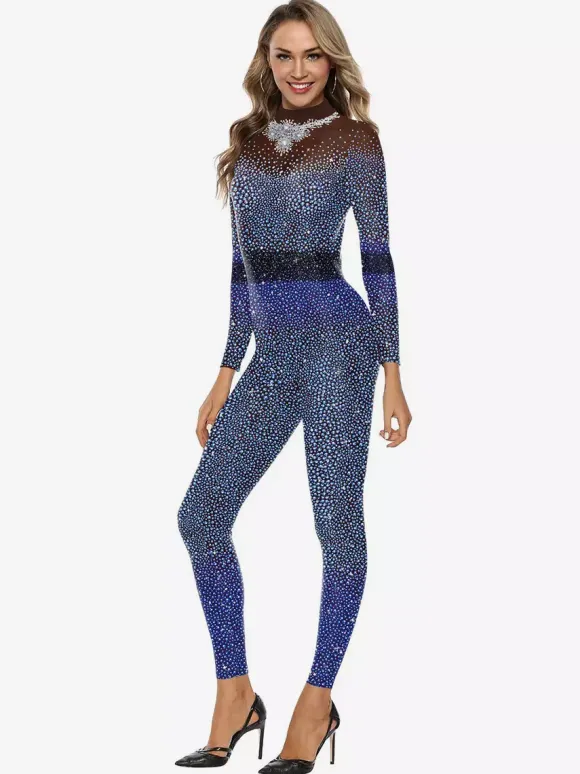 Patterned Zentai Suits Sexy Catsuits For Women Pearl Print Jumpsuit Stage Catwalk Yoga Zentai Suit