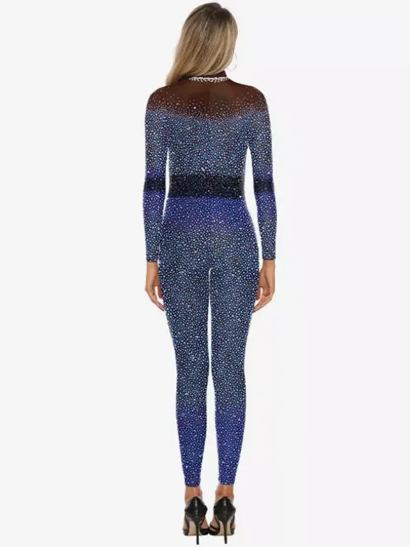 Patterned Zentai Suits Sexy Catsuits For Women Pearl Print Jumpsuit Stage Catwalk Yoga Zentai Suit