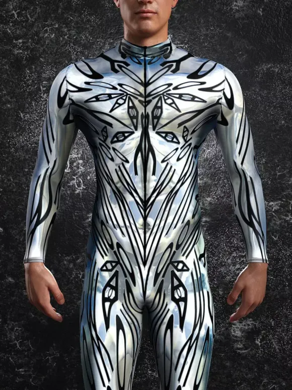 Patterned Zentai Suits Steampunk Mech Bodysuit 3D Printed Tight Jumpsuit