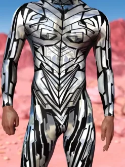 Patterned Zentai Suits Steampunk Mech Bodysuit 3D Printed Tight Jumpsuit