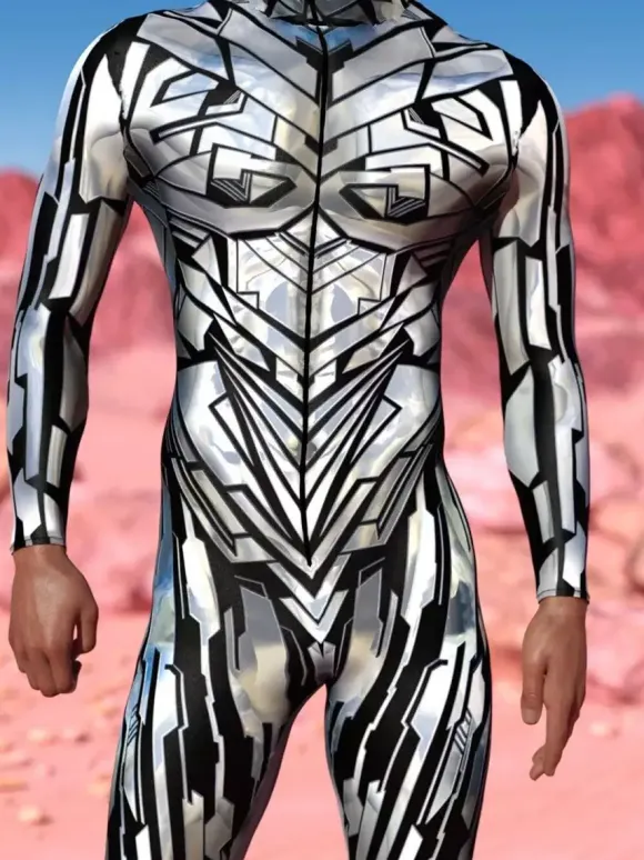 Patterned Zentai Suits Steampunk Mech Bodysuit 3D Printed Tight Jumpsuit