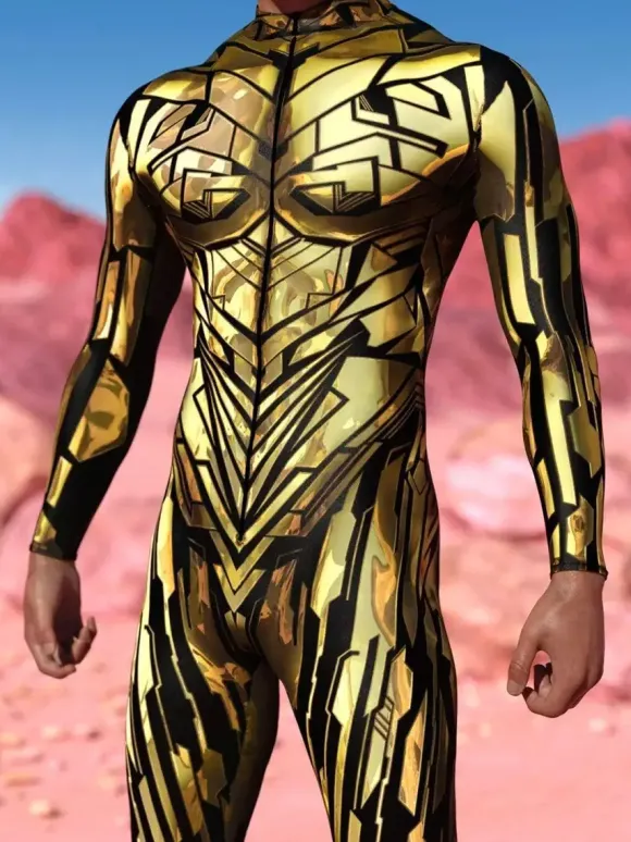 Patterned Zentai Suits Steampunk Mech Bodysuit 3D Printed Tight Jumpsuit