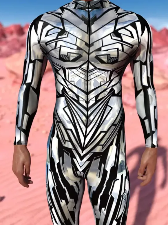 Patterned Zentai Suits Steampunk Mech Bodysuit 3D Printed Tight Jumpsuit