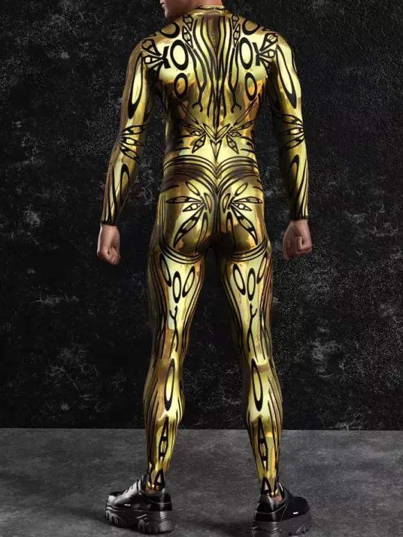 Patterned Zentai Suits Steampunk Mech Bodysuit 3D Printed Tight Jumpsuit