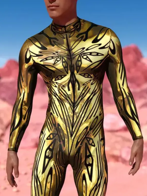 Patterned Zentai Suits Steampunk Mech Bodysuit 3D Printed Tight Jumpsuit
