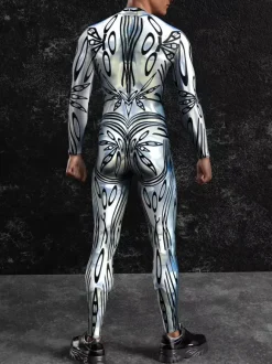 Patterned Zentai Suits Steampunk Mech Bodysuit 3D Printed Tight Jumpsuit