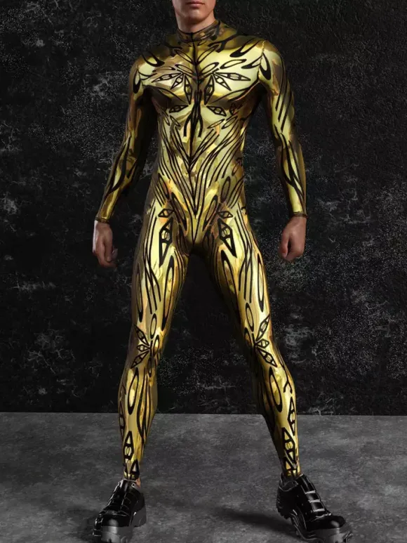Patterned Zentai Suits Steampunk Mech Bodysuit 3D Printed Tight Jumpsuit