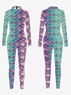 Patterned Zentai Suits Women's Sexy Catsuit Fish Scale Print Lycra Spandex Costumes