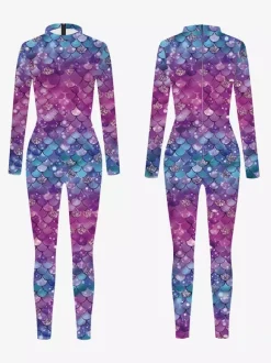 Patterned Zentai Suits Women's Sexy Catsuit Fish Scale Print Lycra Spandex Costumes
