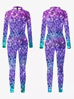 Patterned Zentai Suits Women's Sexy Catsuit Fish Scale Print Lycra Spandex Costumes