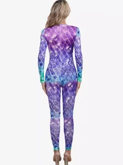 Patterned Zentai Suits Women's Sexy Catsuit Fish Scale Print Lycra Spandex Costumes