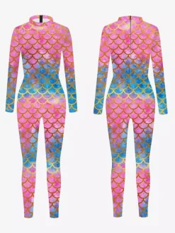 Patterned Zentai Suits Women's Sexy Catsuit Fish Scale Print Lycra Spandex Costumes