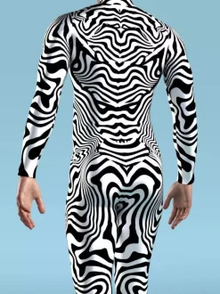 Patterned Zentai Suits Zebra Camouflage Print Bodysuit 3D Optical Illusion Tight Jumpsuit
