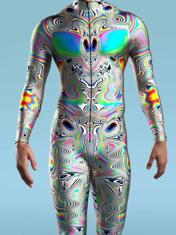 Patterned Zentai Suits Zebra Camouflage Print Bodysuit 3D Optical Illusion Tight Jumpsuit