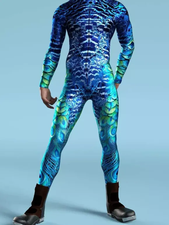 Patterned Zentai Suits Zebra Camouflage Print Bodysuit 3D Optical Illusion Tight Jumpsuit