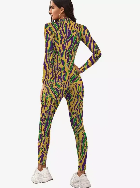 Patterned Zentai Suits Zentai Full Body Color Block Printed Jumpsuit Cosplay Bodysuit
