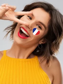 10 pcs France Flag Tattoo Waterproof Face Sticker