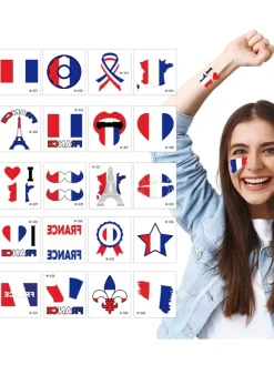 10 pcs France Flag Tattoo Waterproof Face Sticker