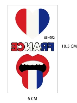 10 pcs France Flag Tattoo Waterproof Face Sticker
