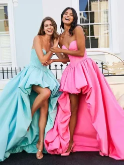 Peach Prom Dress 2026 A-Line Strapless Sleeveless Party Dresses Free Customization