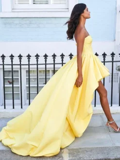 Peach Prom Dress 2026 A-Line Strapless Sleeveless Party Dresses Free Customization