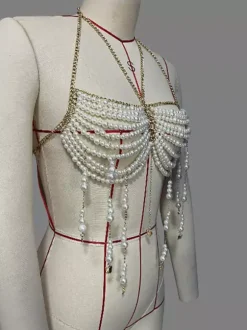 Pearls Body Chain Sexy Club Choker Top For Women 2026