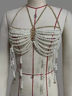 Pearls Body Chain Sexy Club Choker Top For Women 2026