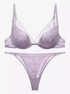 Pearls Lingerie Burgundy 2-Piece Bra Panty Sets With Contrast Trim