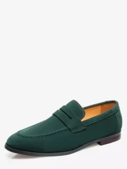 Penny Loafers For Men PU Velvet Leather Moc Toe Slip-On Casual Shoes