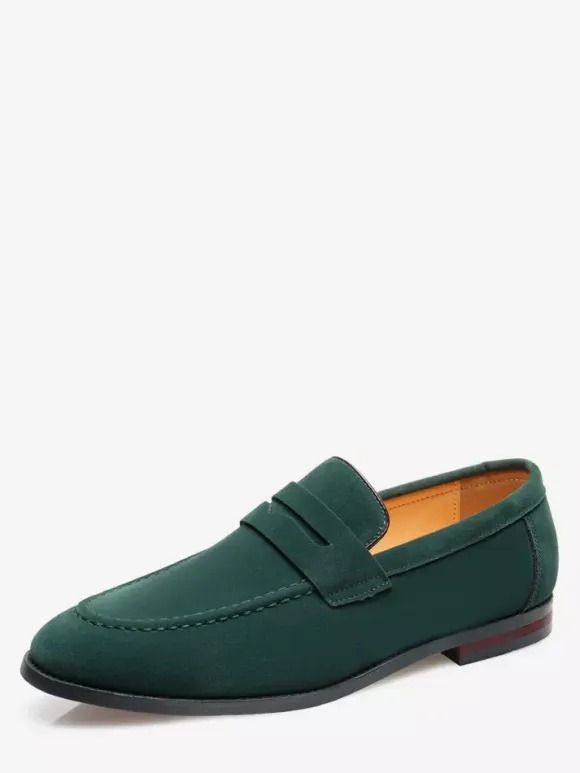 Penny Loafers For Men PU Velvet Leather Moc Toe Slip-On Casual Shoes