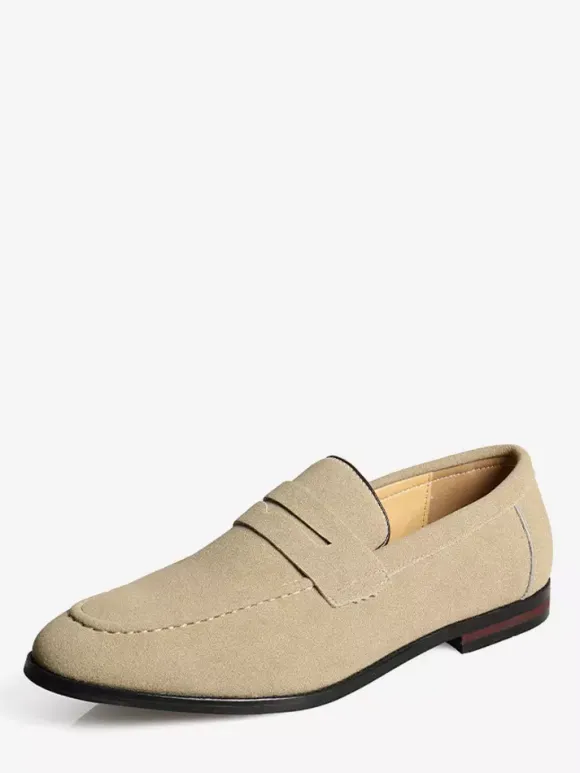 Penny Loafers For Men PU Velvet Leather Moc Toe Slip-On Casual Shoes