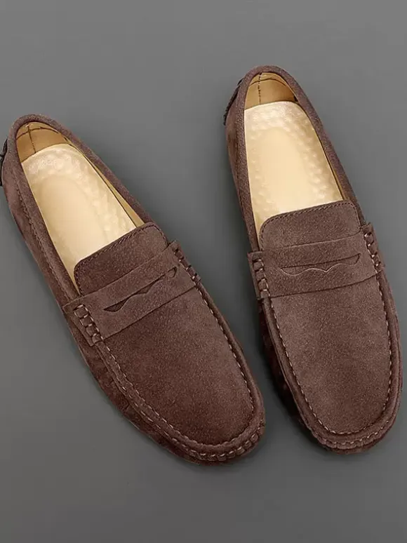 Penny Loafer Shoes For Men Round Toe Slip-On Driving Shoes