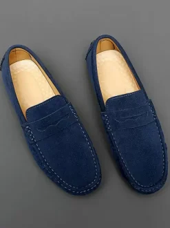 Penny Loafer Shoes For Men Round Toe Slip-On Driving Shoes
